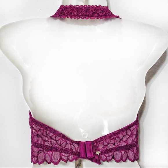Victoria’s Secret PINK M Lace Halter Top Magenta - Picture 2 of 8